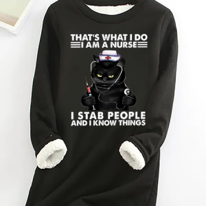 WomenвЂs Funny Word That's What I Do I Am A Nurse Black Cat Crew Neck Casual Sweatshirt, Hoodies&Sweatshirts, Lilicloth.com