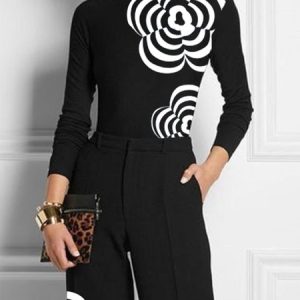 Long Sleeve Regular Fit Urban Floral T-Shirt, Tees, color:Black|size:XXL, Stylewe
