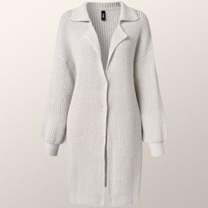 Long sleeve Stand Collar Sweater Coat, Cardigans, color:Light Gray|size:XXL, Stylewe