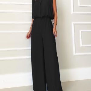 Sleeveless Draped Backless High Waist Jumpsuit, Jumpsuits, chicme - Women's Fashion Online