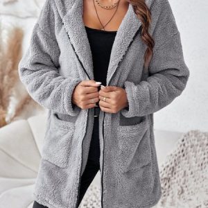 Casual Fluff/Granular Fleece Fabric Loose Teddy Jacket, Jackets& Coats, Lilicloth.com