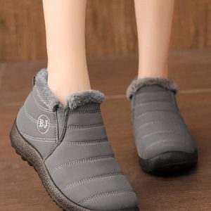 Unisex Waterproof Fur Lined Flat Heel Snow Boots, Boots, color:Gray|size:45, Noracora