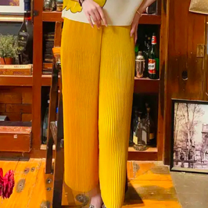 Plus Size Plain Loose Vacation Pants, Plus Pants, color:Yellow|size:4X, Stylewe