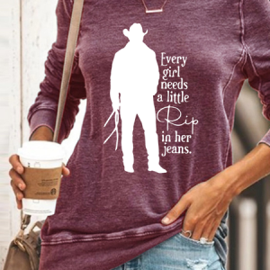 WomenвЂs Funny Word Every Girl Needs A Little Rip In Her Jeans Text Letters Sweatshirt, Hoodies&Sweatshirts, Lilicloth.com