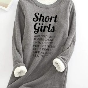 WomenвЂs Funny Short Girl Crew Neck Sweatshirt, Hoodies&Sweatshirts, Lilicloth.com