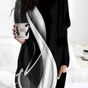 Casual Color Block Crew Neck Long Sleeve T-shirt, T-shirts, color:Black|size:XXL, Noracora