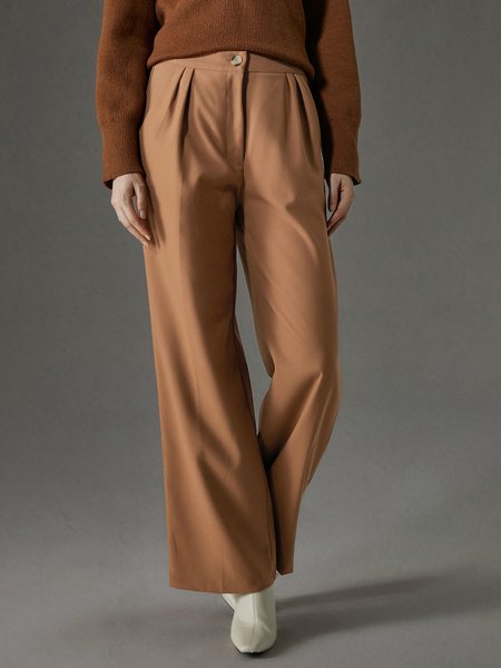 Urban Regular Fit Plain Pockets Fashion Straight Pants, Pants, color:Brown|size:XXL, Stylewe