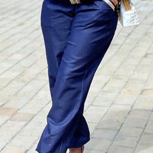 Pocket Stitching Casual Loose Plain Fashion Pants, Pants, color:Blue|size:XXL, Stylewe