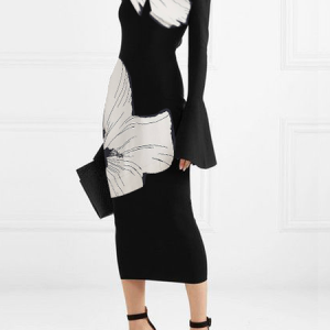 High Elasticity Elegant Crew Neck Long Sleeve Tight Maxi Dress, Maxi Dresses, color:Black|size:XXL, Stylewe