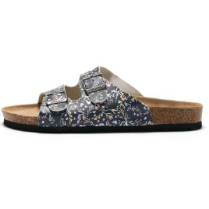 Casual Floral Slip On Flat Heel Slide Sandals, Slippers, color:Blue|size:43, catalog Noracora shop