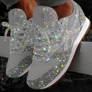 Sequins Lace-up Muffin Sneakers, Sneakers, chicme - Women's Fashion Online