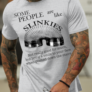 Men's people are like spring clips Cotton-Blend Text Letters Casual Loose T-Shirt, T-shirts, Lilicloth.com