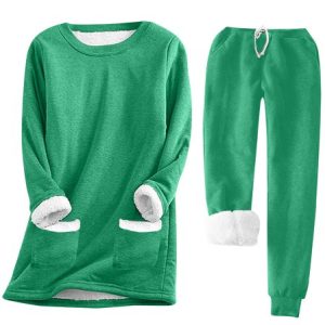 Casual Plain Crew Neck Two-Piece Set, Hoodies&Sweatshirts, Lilicloth.com