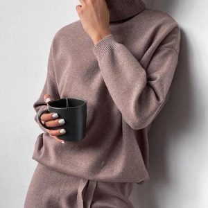 Turtleneck  Simple Long Sleeve Plain Sweater, Pullovers, color:As Picture|size:XXL, Stylewe