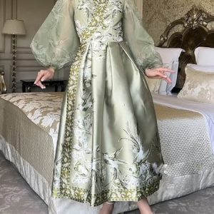 Cross Neck Elegant Regular Fit Dress, Maxi Dresses, color:As Picture|size:XXL, Stylewe