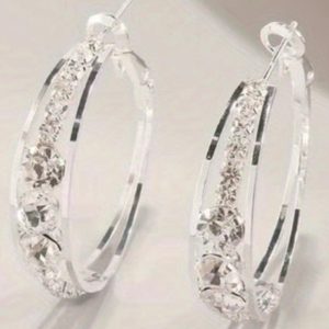1Pair Exquisite Rhinestone Decor Large Circle Hoop Earrings, Earrings, chicme - Women's Fashion Online