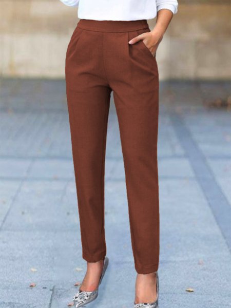 Women's Plain Pockets Girded Pants, Pants, Roselinlin - Online Catalog