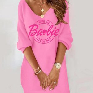Come On Barbie Let's Go Party Print Casual Dress, Casual Dresses, chicme - Women's Fashion Online