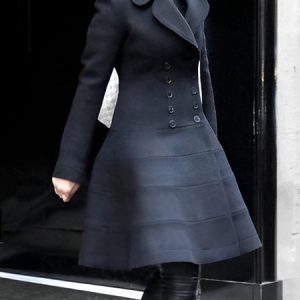 Urban Regular Fit Plain Long Sleeve Coat, Coats, color:Black|size:XXL, Stylewe