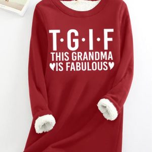 WomenвЂs Funny Word This Grandma Is Fabulous Simple Loose Crew Neck Text Letters Sweatshirt, Hoodies&Sweatshirts, Lilicloth.com