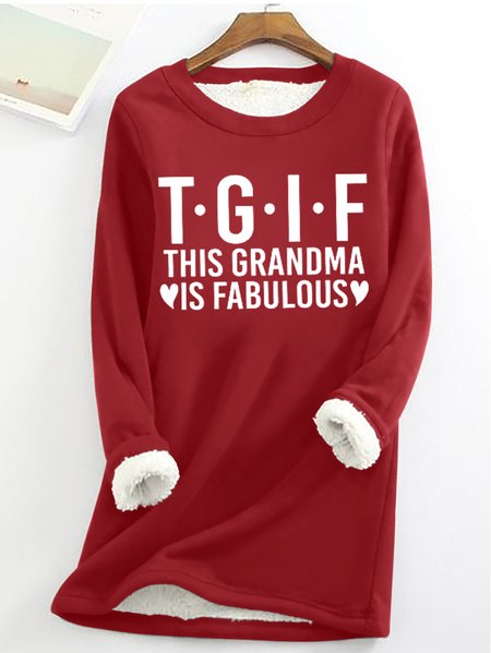 Women‘s Funny Word This Grandma Is Fabulous Simple Loose Crew Neck Text Letters Sweatshirt, Hoodies&Sweatshirts, Lilicloth.com