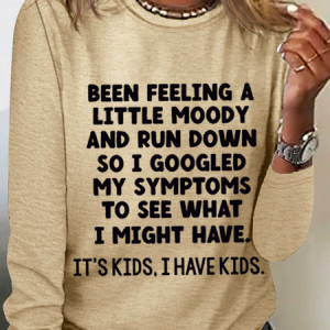 I Have Kids Funny Letter Printed Text Letters Crew Neck Regular Fit Casual Long Sleeve Shirt, Long sleeves, Lilicloth.com