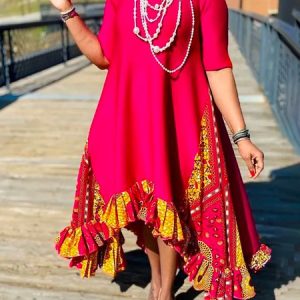 Vacation Abstract Loose Maxi Dress, Maxi Dresses, color:Deep Pink|size:XXL, Stylewe