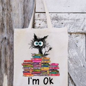 Women's Cats I'm Ok Funny Books Reading Love Cats Shopping Tote, Bags, Lilicloth.com