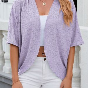 Women's Plain Regular Loose Kimono, Coats, color:Purple|size:XXL, Noracora