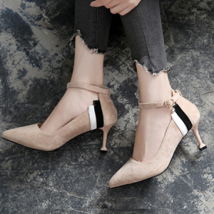 All Season Color Block Casual Faux Suede Flat, Heels, color:Apricot|size:44, Stylewe