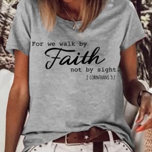 Women's Christian Casual Letters T-Shirt, T-shirts, Lilicloth.com