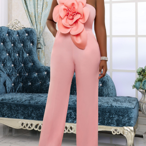 Floral Casual Regular Fit One Shoulder Party Dress With No, Wedding Guest Dresses, color:Pink|size:4XL, Stylewe
