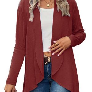 Wrap Loose Casual Plain Coat, Blazers, color:Wine Red|size:XXL, Noracora