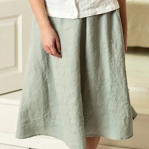 Holiday Green Solid Loose Casual Skirt, Skirts, color:Green|size:3XL, Noracora