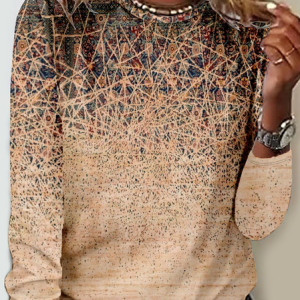 Women's Regular Fit Crew Neck Casual Ombre Shirt, Long sleeves, Lilicloth.com