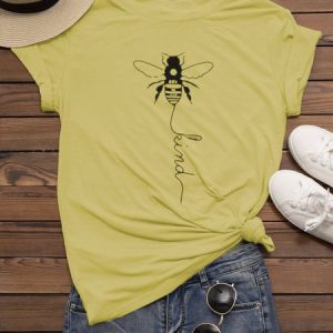 Printed Short Sleeve Casual T-shirt, T-shirts, color:Yellow|size:5XL, Noracora