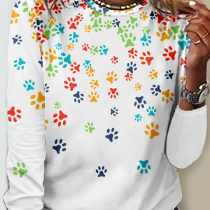 Regular Fit Funny Dog Casual Crew Neck Shirt, Long sleeves, Lilicloth.com