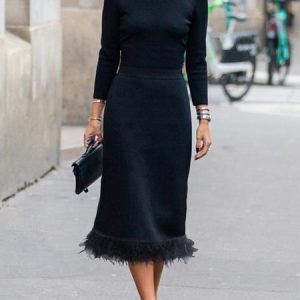 Tight Crew Neck Elegant Plain Dress, Maxi Dresses, color:Black|size:XXL, Stylewe