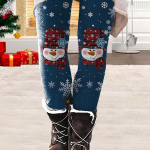 Casual Christmas Leggings, Leggings, color:Blue|size:XXL, Noracora