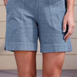 Women Casual Daily Pockets Elastic Band Summer Short, Shorts, color:Blue|size:3XL, Noracora