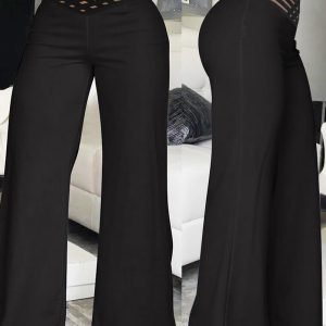 Crisscross Sheer Mesh Patch High Waist Pants, Pants, chicme - Women's Fashion Online