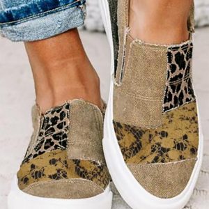 Snakeskin Cheetah Slip On Canvas Sneakers, Slip-on, chicme - Women's Fashion Online