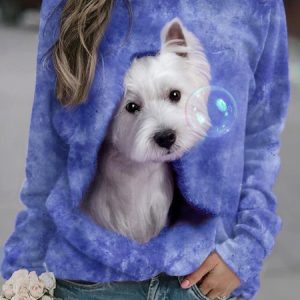 Casual Crew Neck Dog Sweatshirt, Hoodies & Sweatshirts, color:Purple|size:5XL, Noracora
