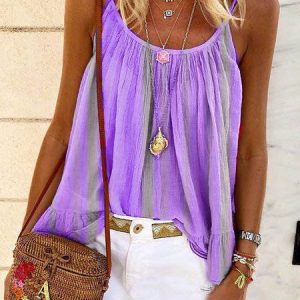 Women Sleeveless Crew Neck Shirt Summer Cami Top, Tank Tops & Camis, Roselinlin - Online Catalog