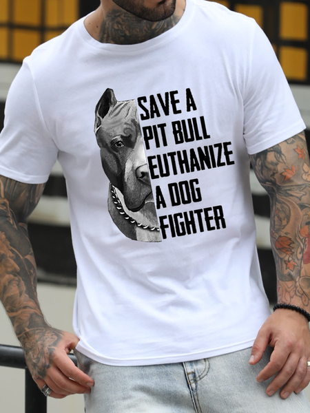 Men's Funny Dog Cotton Casual T-Shirt, T-shirts, Lilicloth.com