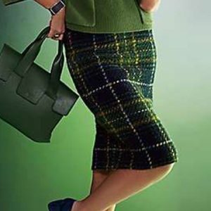 Regular Fit Plaid Urban Midi Skirt, Skirts, color:Green|size:XXL, Stylewe