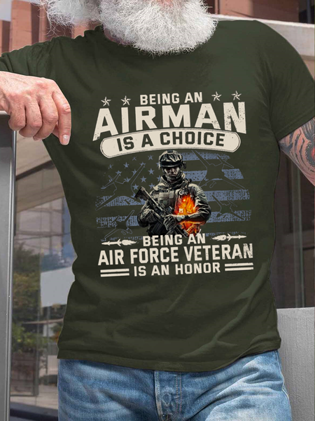 Men's Being An Air Force Veteran Is An Honor Cotton Casual Text Letters T-Shirt, T-shirts, Lilicloth.com