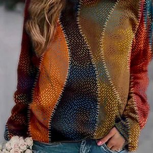 Cotton-Blend Long Sleeve Floral-Print Crew Neck Sweatshirt, Hoodies & Sweatshirts, color:Multicolor|size:XXL, Noracora