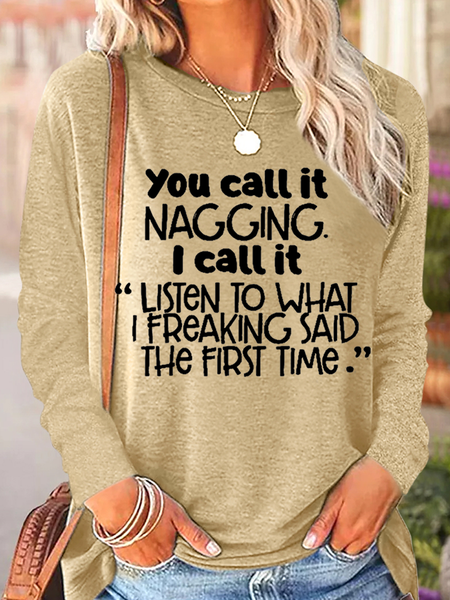 Women's Funny You Call It You Nail It Crew Neck Casual Long Sleeve Shirt, Long sleeves, Lilicloth.com