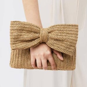 Bowknot Straw Clutch Bag Vacation Handbag, Bags, color:As Picture|size:One-size, Stylewe